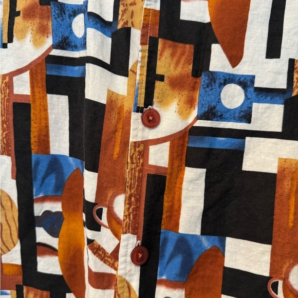 Stacy Adams Abstract Design Short Sleeve Linen Shirt - Picture 5 of 7